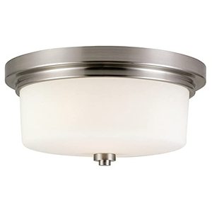 lot 60569 image: Design House 556654 Aubrey Transitional 2-Light Indoor Flush Mount Ceiling Light Dimmable Frosted Glass for Bedroom Dining Room Kitchen, Satin Nickel