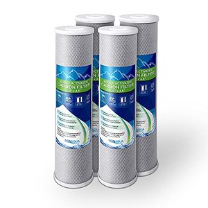lot 60603 image: High Capacity Coconut Shell Carbon Block Water Filter 5 Micron Cartridge 4.5 x 20 for Universal Whole House System WELL-MATCHED with CB-45-2005, FC25B, FLTWH2045C02 and PRL-RCL (4 Pack)