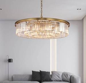 lot 70240 image: GMlixin Large Crystal Chandelier Modern Luxury Pendant Ceiling Lights Fixture for Dining Room Living Room 12-Lights 3-Tier Raindrop Chandeliers Lighting (Gold, Dia 31 Inch)
