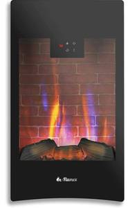 lot 70241 image: TURBRO in-Flames 28 Inch Vertical Wall Mounted Electric Fireplace - Realistic Wood Log, Adjustable Flame Effects, Thermostat, Timer, and Remote - Black, INF28-WU