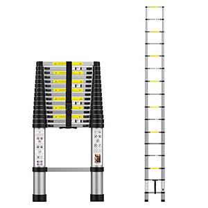 lot 70243 image: Telescoping Extension Ladder 15.5FT, Aluminum Telescopic Ladders with Carry Bag for Outdoor Indoor Use