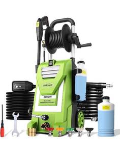 lot 70244 image: mrliance Electric Pressure Washer 2.9GPM Power Washer High Power Cleaner with Hose Reel, 5 Adjustable Nozzles, Soap Bottle for Car, Home, Garden
