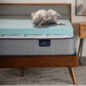 lot 70252 image: Serta ThermaGel Memory Foam Mattress Topper, King, Blue
