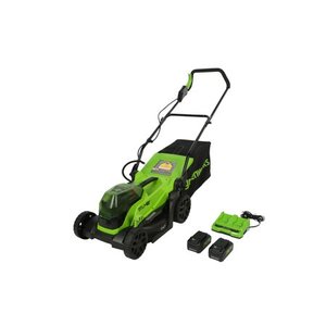 lot 70259 image: Greenworks 48V (2x24V) 14-inch Brushless Walk Behind Push Mowerw (2) 4.0Ah USB Battery and Charger 2534302