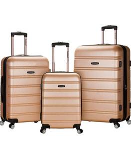 lot 70262 image: Rockland Melbourne Hardside Expandable Spinner Wheel Luggage, Champagne, 3-Piece Set (202428)