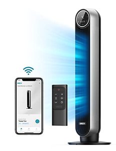 lot 70267 image: Dreo Nomad One S Alexa Fan, Quiet Tower Fan with Remote, 90° Oscillating Fan with Voice Control, 4 Modes, 4 Speeds, 8H Timer, Standing Cooling Fans for Bedroom Office, Silver, 36inch (DR-HTF007S)
