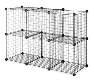 lot 72524 image: Whitmor Storage Cubes - Stackable Interlocking Wire Shelves - Black (Set of 6)
