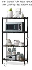 lot 72528 image: SsngygHme 4 Tier Storage Shelf Wire Shelving Unit Storage Rack Metal for Kitchen Organization, with Leveling Feet, Black (4 Tier)