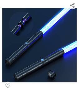 lot 72530 image: JvmuSaber Lightsaber Type-C Rechargeable Light Saber Double-Edged Sword Alloy Handle 7 Colors with 3 Sound Modes, Childrens Day Halloween Christmas Decoration (Black)
