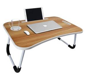 lot 72535 image: Portable Laptop Desk,Laptop Lap Desk for Bed Fits up to 17- Laptops , Portable Laptop Bed Tray Table, 23.6 Foldable Laptop Desk, Laptop Stand for Working, Writing, Reading & Breakfast, Wood Color