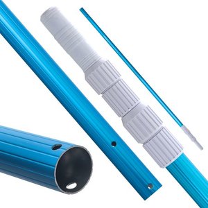 lot 72537 image: U.S. Pool Supply 12 Blue Anodized Aluminum Telescopic Swimming Pool Pole Adjustable 3 Piece Expandable Step-Up