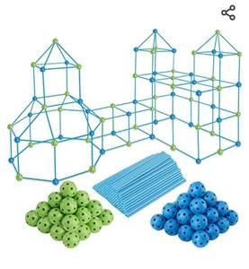 lot 72551 image: 130 PCS Kids Fort Building Kit - Fort Builder  Fort Kit  Crazy Kids Fort Building Set  Build A Fort  Air Fort  Indoor  Outdoor Kids Toys