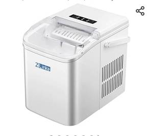 lot 72560 image: Zlinke Portable ice Maker countertop with Handle,9 Cubes Ready in 6 Mins,28lbs24Hrs,2 Sizes of Bullet Ice.Self-Cleaning Ice Machine with Ice Scoop and Basket,for Home Kitchen,Office,Bar & Party