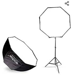 lot 72566 image: Godox Photo Studio 80cm 31.5in Portable Octagon Umbrella Softbox,190cm Light Stand with Hot Shoe Holder Bracket kit for Flash Speelidte
