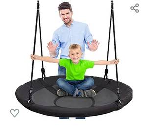 lot 72568 image: SereneLife Outdoor Spinner Saucer Tree Swing Round Circular Flying Saucer w Rope Straps