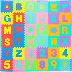 lot 27917 image: ProSource Kids Puzzle Alphabet Numbers 36 Tiles and Edges Play Mat 12 by 12