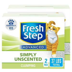 lot 27941 image: Fresh Step Advanced Simply Unscented Clumping Cat Litter Vet Recommended 2 Pack of 18.5 lb Boxes
