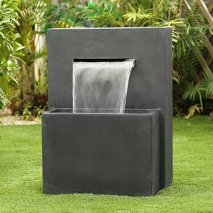 lot 64213 image: Grey Cement Modern Rectangular Column Outdoor Fountain Retail$505.99