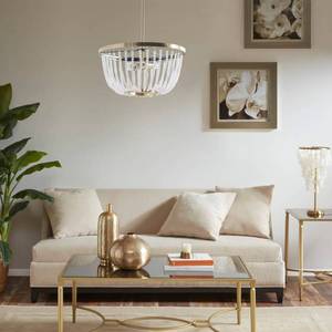 lot 64229 image: Melrose 2-Light Beaded Chandelier Antique BrassWhite - Hampton Hill