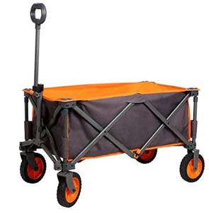lot 64241 image: PORTAL Collapsible Folding Utility Wagon Quad Outdoor Rolling Camping Cart, Gray
