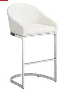 lot 64261 image: Siena 26 Inch Upholstered Counter Stool - WhiteChrome MSRP $305