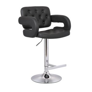 lot 64264 image: Modern Black Adjustable Swivel Tufted Upholstered Barstool