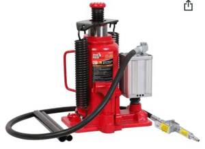 lot 64277 image: BIG RED TA92006 Torin Pneumatic Air Hydraulic Bottle Jack with Manual Hand Pump, 20 Ton (40,000 lb) Capacity, Red
