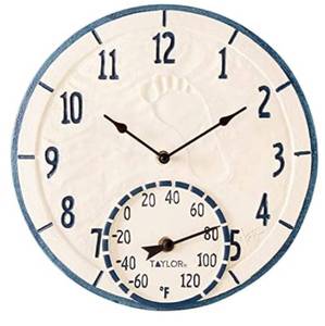 lot 64280 image: Taylor Precision Products 14 By The Sea Clock with Thermometer, Multicolored