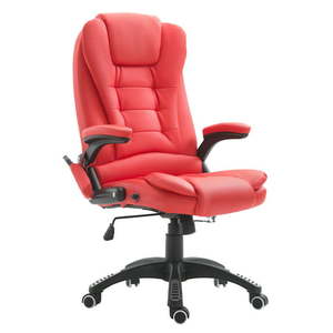 lot 64292 image: HomCom High-Back Executive Ergonomic PU Leather Heated Vibrating Massage Office Chair - Red Retail$178.99