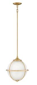 lot 64293 image: Hinkley Odeon Pendant, 3-Light, Satin Brass, 15W MSRP $550