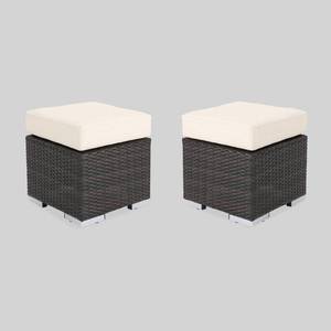 lot 64295 image: Santa Rosa Outdoor 16-inch Square Wicker Ottoman with Cushion by Christopher Knight Home Retail$167.49
