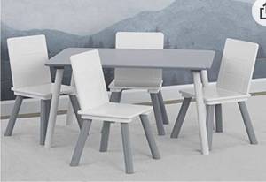 lot 78856 image: Delta Children Kids Table and Chair Set (4 Chairs Included) - Ideal for Arts & Crafts, Snack Time, Homeschooling, Homework & More, GreyWhite