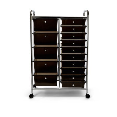 lot 8063 image: Seville Classics 15-Drawer Organizer Cart Black
