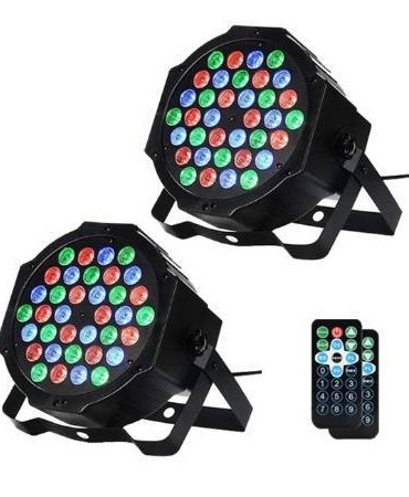 lot 7367 image: DJ Par Lights, 36LED Uplighting Lights for Events, Stage Lighting Sound Activated, Remote and DMX Control, for Wedding, Party, Concert, Festival - 2 Pack