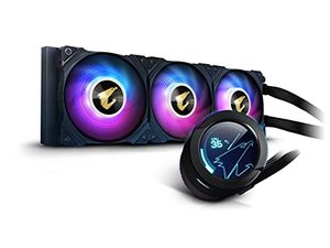 lot 5608 image: AORUS WATERFORCE X 360 AIO Liquid CPU Cooler, Rotatable Circular LCD Display with Micro SD Support, 360mm Radiator with 3X 120mm Low Noise ARGB Fans, Compatible with Intel LGA1700
