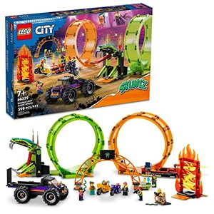 lot 5646 image: LEGO City Stuntz Double Loop Stunt Arena 60339 Building Toy Set for Boys, Girls, and Kids Ages 7 (598 Pieces)