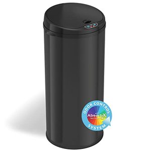 lot 5657 image: iTouchless 13 Gallon Automatic Trash Can with Odor Control System Black Round Kitchen Sensor Garbage Bin for Kitchen or Office