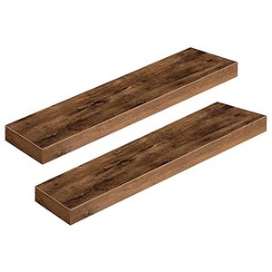 lot 5659 image: ALLOSWELL Long Floating Shelves Wall Mounted, Decorative Wall Shelf Set of 2, 23.6 inch, Long Hanging Shelves, Easy to Install, for Kitchen, Living Room, Bathroom, Rustic Brown FSHR6001S2