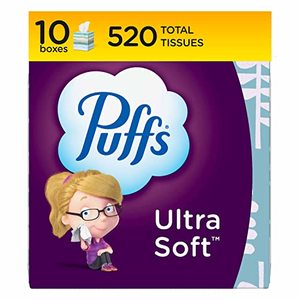 lot 5673 image: Puffs Ultra Soft Non-Lotion Facial Tissues, 10 Cubes, 52 Tissues per Box (520 Tissues Total)