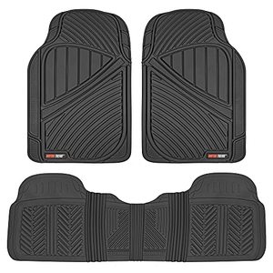 lot 5683 image: Motor Trend FlexTough Performance All Weather Rubber Car Floor Mats - 3 Piece Floor Mats Automotive Liners for Cars Truck SUV, Heavy-Duty Waterproof (Black)