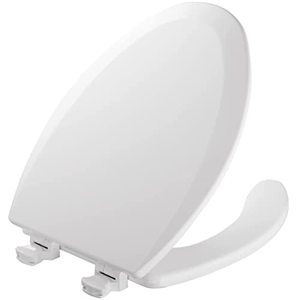 lot 5692 image: MAYFAIR 18440EC 000 Open Front Toilet Seat will Never Loosen and Easily Remove, ELONGATED, Durable Enameled Wood, White