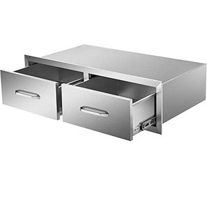 lot 5713 image: Mophorn Outdoor Kitchen Drawers 30 W x 10 H x 20 D, Horizontal Double BBQ Access Drawers Stainless Steel with Handle, BBQ Island Drawers for Outdoor Kitchens or Patio Grill Station