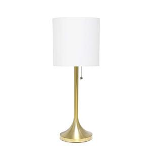 lot 5729 image: Simple Designs LT1076-GDW Tapered Fabric Drum Shade Table Lamp, GoldWhite