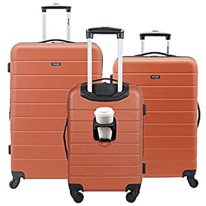 lot 5751 image: Wrangler Smart Luggage Set with Cup Holder and USB Port, Burnt Orange, 3 Piece (B07SBKPDZ2)