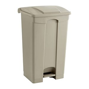 lot 5555 image: Safco Products Plastic Step-On Trash Can 9923TN, Tan, Hands-Free Disposal, 23-Gallon Capacity