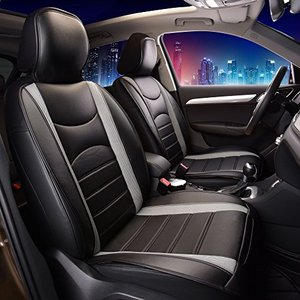 lot 5561 image: Automotive Seat Cushions Universal Fit Leatherette Front Set fits Most Cars, SUVs, and Trucks, Airbag Compatible FH Group PU207 GrayBlack 102