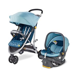 lot 5588 image: Century Stroll On 3-Wheel 2-in-1 Lightweight Travel System Infant Car Seat and Stroller Combo, Splash