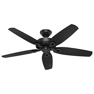 lot 5765 image: Hunter Fan Company 53294 Builder Elite Versatile IndoorOutdoor 52 Inch Ceiling Fan without Light Fixture, Matte Black, 52