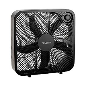 lot 5771 image: PELONIS 3-Speed Box Fan For Full-Force Circulation With Air Conditioner, Upgrade Floor Fan, Black (B087C2LJ25)