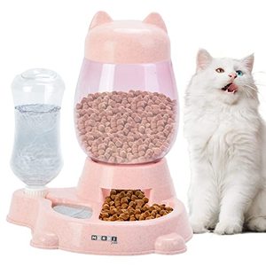 lot 5778 image: Cat Food and Water Dispenser Set, Cat Feeder for Indoor Cat & Small Dogs, 0.6 Gallon Gravity Feeder Cat Dry Food with Water Dispenser, Cat Self Feeder